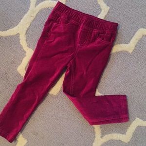 Magenta velour skinny pants